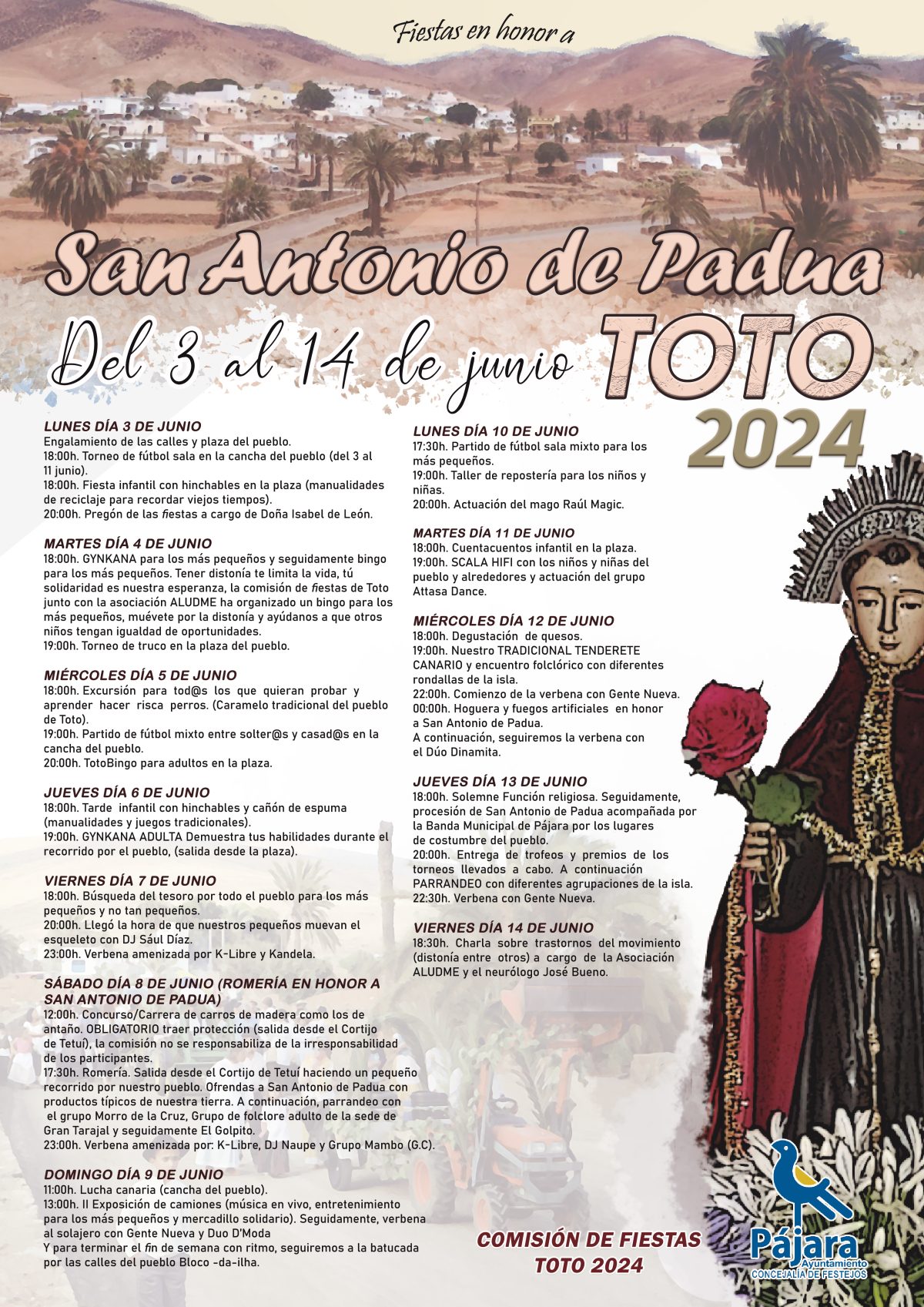Pájara celebra las Fiestas de Toto 2024 en honor a San Antonio de Padua
